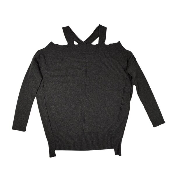 All Saints Sweater Sz.6 Dark Brown Knit Cold Shoulder Grunge Off Shoulder Y2K - Picture 10 of 11